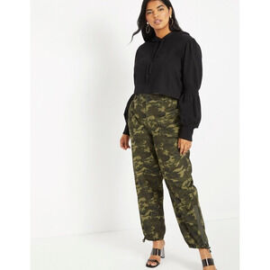 ELOQUII Cargo Pants Camo Plus Size 26 Cotton Stretch Ankle Zip Modern Casual